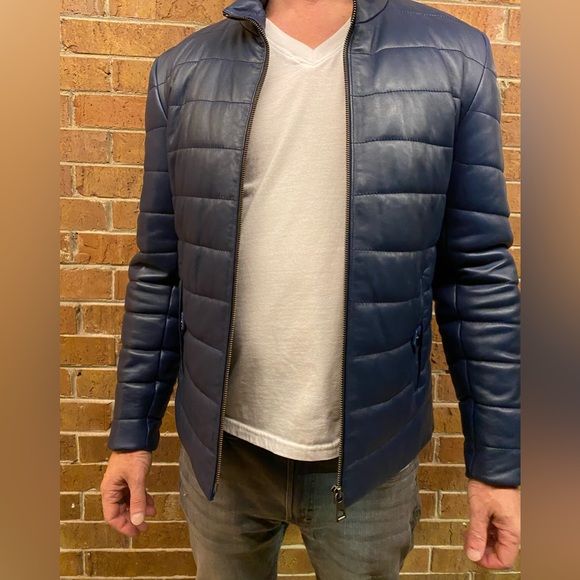 Giorgio Di Mare Dark Blue Leather Jacket : Medium Size - Picture 7 of 12